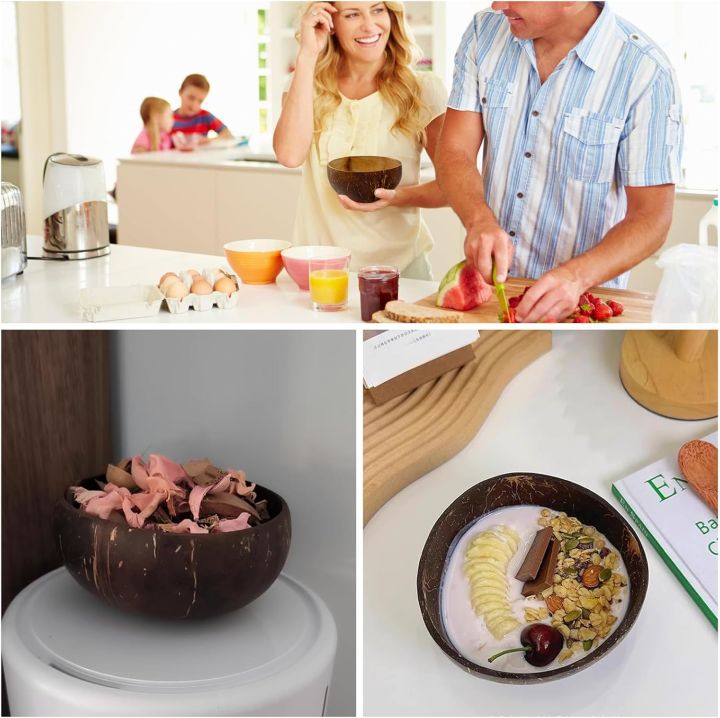 Polished%20Coconut%20Bowls%20and%20Wooden%20Spoon%20Sets%20Natural%20Coconut%20Salad%20Smoothie%20Bowls%20for%20Kitchen%20Women%20%20Decoration%20-%20Image%203