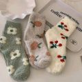 Winter Coral Fleece Thickened Fleece-Lined Warm Japanese Cartoon Fruit Socks.