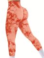 Tie Dye Seamless High Waisted Workout Leggings for Women Scrunch Butt Lifting Yoga Gym Athletic Pants.