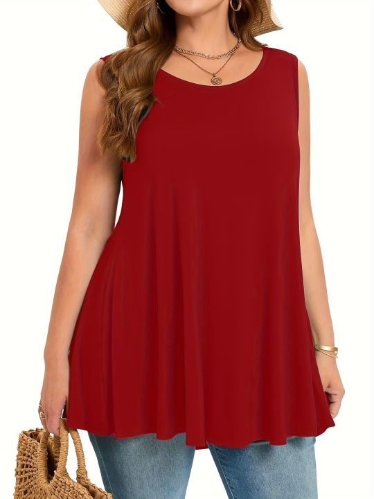 Plus%20Size%20Simple%20Solid%20Tank%20Top%20Casual%20Crew%20Neck%20Sleeveless%20Tank%20Top%20For%20Summer%20Women's%20Plus%20Size%20Clothing%20-%20Image%206