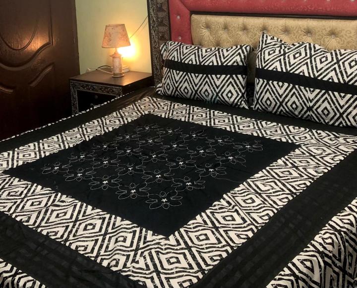 Embroidered Patch Work King Size BedSheet - High Quality - Cotton Double Bedsheet Embroided