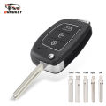 Dandkey 3 Buttons Flip Remote Car Key Case For Hyundai Solaris Verna ELANTRA Santa Fe i10 i20 i30 i35 i40 IX35 IX45 Key Shell.