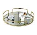 Home Details Modern Round Design Matte Black Mirrored Vanity Tray for Dresser, Perfume, Desk, Cosmetic & Jewelry Organizer,. 