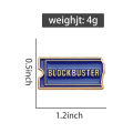 Blockbuster Video Enamel Retro Collect Films Movie Ticket Brooch Hat Lapel Pin Badge Jewelry for Backpack Clothes Wholesale Pin.