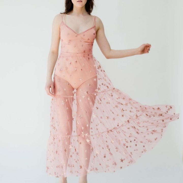 Star%20Print%20Beach%20Ankle-Length%20Spaghetti%20Strap%20Dress%20Women%20Summer%20Sleeveless%20V-neck%20Vestidos%20Female%20Lace%20Mesh%20Shirring%20Dresses%20-%20Image%205