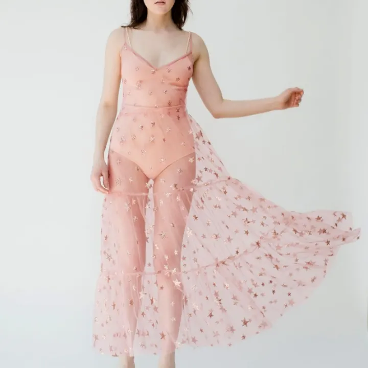 Star%20Print%20Beach%20Ankle-Length%20Spaghetti%20Strap%20Dress%20Women%20Summer%20Sleeveless%20V-neck%20Vestidos%20Female%20Lace%20Mesh%20Shirring%20Dresses%20-%20Image%205