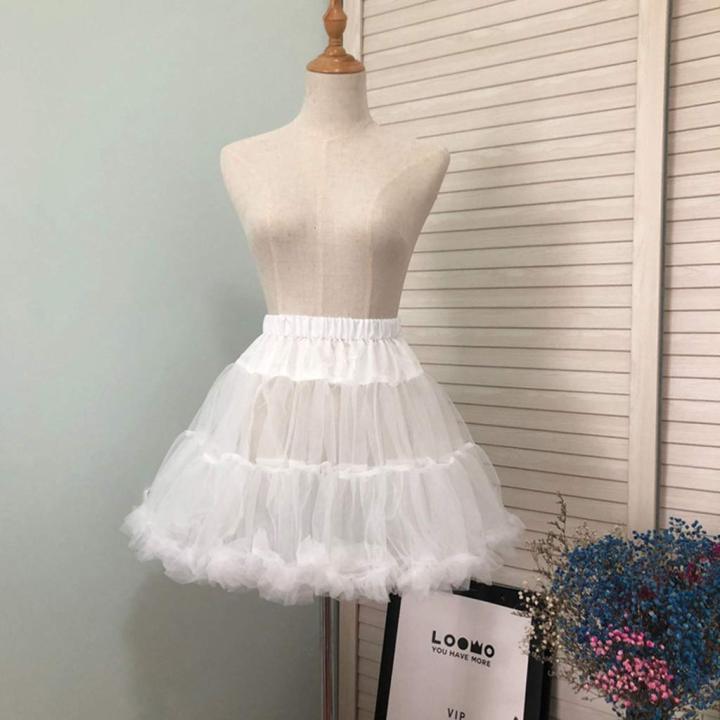 Women Girls Ruffled Short Petticoat Solid Fluffy Bubble Tutu Skirt 