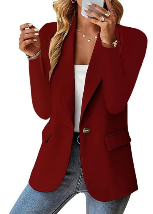 Women's%20Single%20Button%20Straight%20Anti-Wrinkle%20Jacket%20Long%20Sleeve%20Jacket%20%20Formal%20Business%20Path%20OL%20Office%20Lady%20%20Spring%20and%20Fall%20-%20Image%203