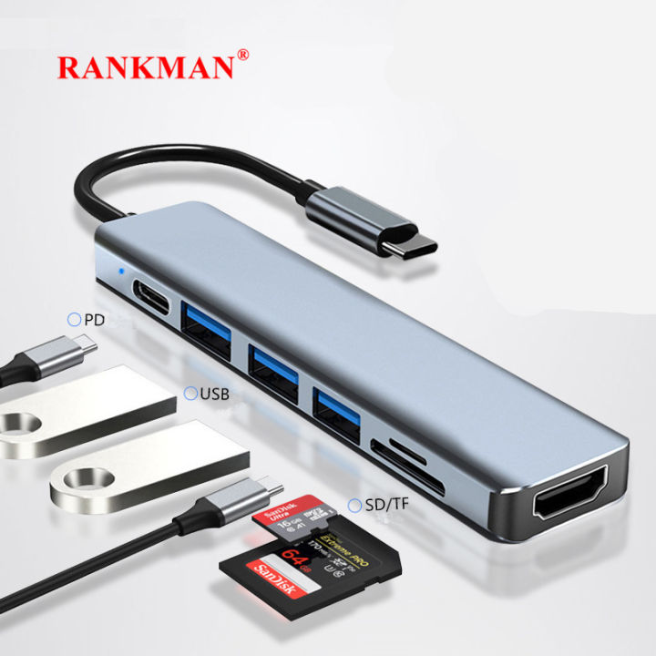 USB C Hub to 4K HDMI-compatible USB 3.0 2.0 Type C Charging SD TF Card Reader Dock for MacBook iPad Samsung S21 Dex TV Mouse