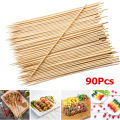 LMETJMA 90 Pcs 25cm Natural Bamboo BBQ Skewers Bamboo Sticks BBQ Kabob Skewers For Grilling Appetiser Barbecue JT47. 