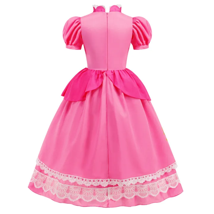 Pumber%20Bros%20Vedio%20Game%20Movie%20Cosplay%20Girl%20Peach%20Dress%20up%20Lace%20Ball%20Gown%20Princess%20Costume%20Kid%20Cute%20Halloween%20Clothing%20Frock%202-10Y%20-%20Image%204