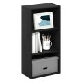  3-Tier No Tool Assembly Open Shelf Bookcase, White black brown. 
