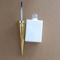 6 pieces 15ml Square white Glass Bottle Empty Bottles Refillable Nail Gel Polish Containers With Brush Golden Cap. 