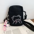 Women Canvas Small Bag Cartoon Bear Crossbody Shoulder Bags Ladies Purse Phone Bag Handbags. 