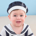 Sailor Hat Baby Boy Captain Party Cosplay Costume Props White Navy Military Hat Marine Cap With Anchor 0-12 Months. 