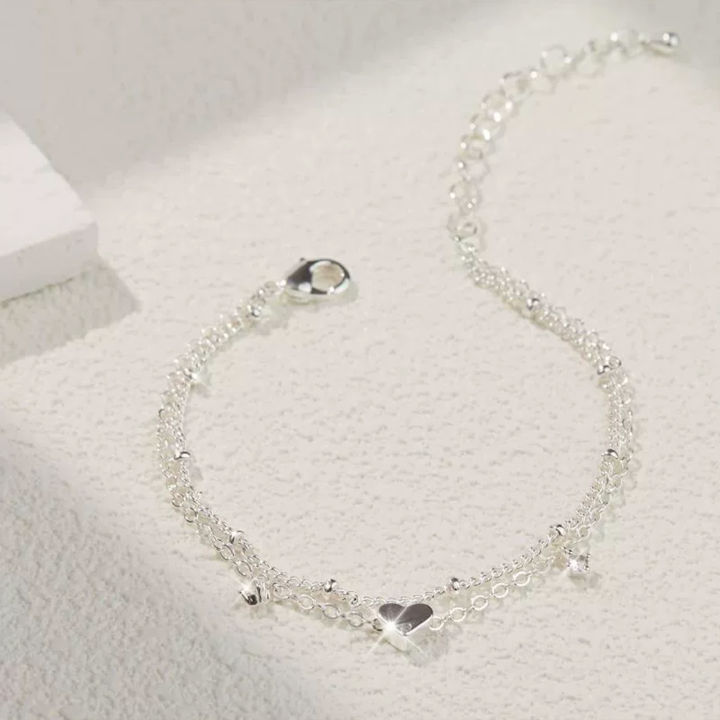 925%20Sliver%20Plated%20CZ%20Anklet%20Bracelets%20for%20Women%20Girl%20Trendy%20New%20Waterproof%20Heart%20Charm%20Dainty%20Layer%20Chain%20Anklets%20Jewelry%20Gifts%20-%20Image%203
