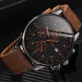 5Pcs Men's Fashion Trend Simple Business Three Eyes Calendar Digital Leather Strap Quartz Watch Luxury Leather Bracelet Set. 