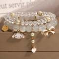 stone Beads Bracelet With Cute Charms For Girls. 