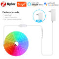 Smart Zigbee 3.0 RGB Neon LED Strip Light 12V Dimmable Room Wall Backlight Decor Works with Tuya Alexa Google APP Voice Control. 