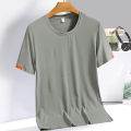 Men's Summer Ice Silk T-shirt Sweatshirt Round Neck Simple Running Fitness Suit Thin Breathable Quick Drying T. 