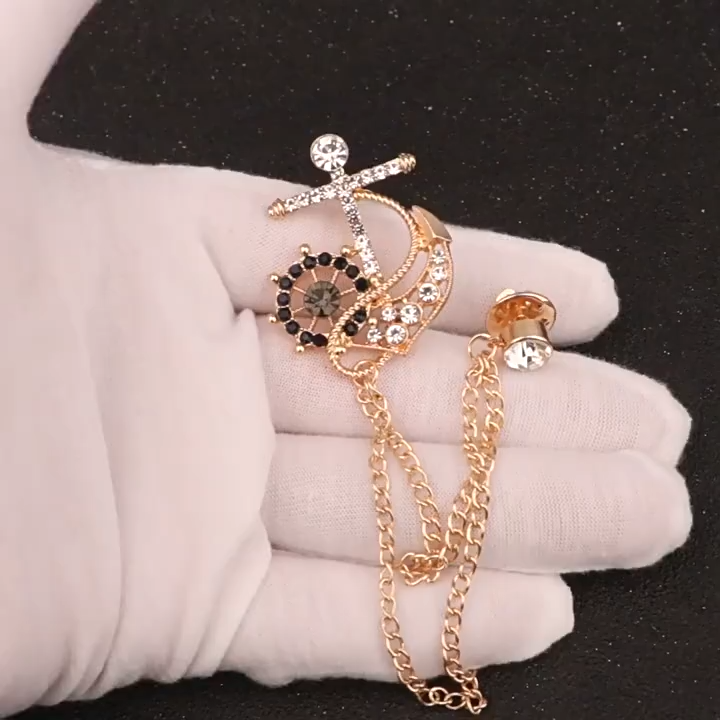 Naval Rudder Anchor Chain Brooch Men's Lapel Pin Metal Brooch Fashion Accessories