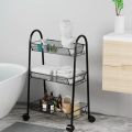 3 Tier Rolling Basket, Mesh Wire Multi-Function Storage Cart Shelves with Wheels for Home Kitchen Pantries, Detachable Metal Basket Rack for Food Fruit Vegetable Snacks, Easy Assembly (Black). 