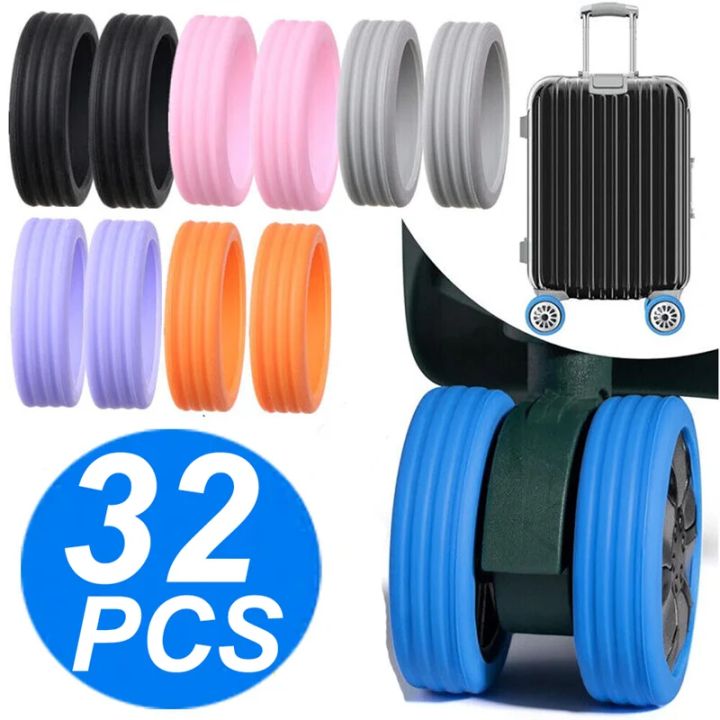 32/4PCS Silicone Wheel Protector Luggage Compartment Wheel Protect Cover Trolley Case Silent Caster Sleeve Suitcase Accessories