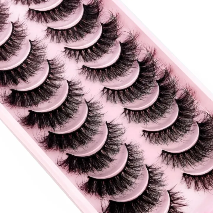 False%20Eyelashes%20Cat-Eye%20Fluffy%20Faux%20Mink%20Lashes%208D%20Wispy%20Lashes%2010%20Pairs%20Pack%20Dramatic%20Long%20Thick%20Volume%20Eyelashes%20-%20Image%205