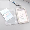 Cat Ear Card Holder+Retractable Reel Lanyard,Work ID Card Holder Campus Card Neck Lanyard Badge Holder Protective Cover.