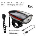 Bicycle Light Horn USB Bike Headlight 1200mAh Led Solar Power MTB Bike Electric Bell 140dB Night Riding Bicycle Accessories. 