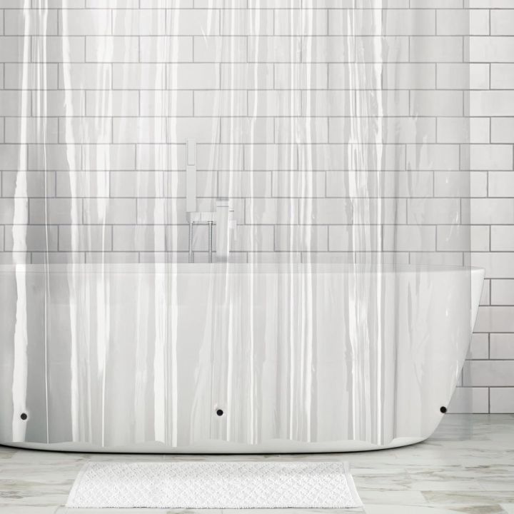 1pc%20Clear%20Shower%20Curtain%20Liner%20with%20Bottom%20Magnets%20&%20Metal%20Grommets-Plastic%20Lightweight%20Bathroom%20Curtain%20Bath%20Curtain%20Decor%20-%20Image%203