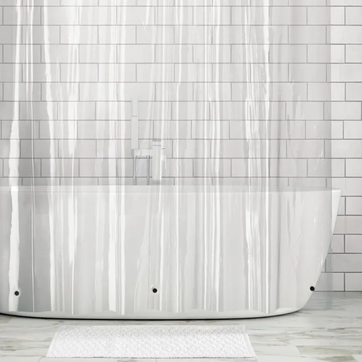 1pc%20Clear%20Shower%20Curtain%20Liner%20with%20Bottom%20Magnets%20&%20Metal%20Grommets-Plastic%20Lightweight%20Bathroom%20Curtain%20Bath%20Curtain%20Decor%20-%20Image%203