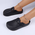 House Slippers Adjustable Buckle EVA Women's Slippers Lightweight Closed Toe Indoor Slides Soft Sole Platform Sandals.