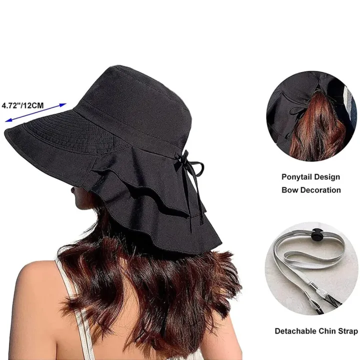 Sun%20Hat%20Wide%20Brim%20Shawl%20Ponytail%20Bucket%20Hat%20For%20Women%20Packable%20Extra%20Large%20Outdoor%20Fishing%20Hiking%20UV%20Protection%20Bonnet%201PC%20-%20Image%203