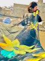 Hand painted dupatta by NN creation,Hand painted pure organza dupatta. 