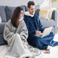 180cm Super Long Flannel Blanket Pyjamas with Sleeves Winter Hoodies Sweatshirt Women Men Pullover Fleece Giant Oversized Outdoo.