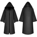 Medieval Plague Doctor Mask and Cloak Set Adult & Child Roleplay Costume Halloween Black Robe with Hood for Cosplay Party.