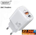 QOOVI iPhone 12 Pro Max Dual USB Type C PD 20W Charger 5A Fast Charging Wall Adapter Quick Charge 4.0 QC For iPhone 13 12 Xs Huawei Xiaomi Samsung.. 