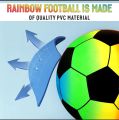 PVC Rainbow Football + 1 Nozzle, Single Un-inflated Plastic Rainbow Multicolor Football ~20 cm. 