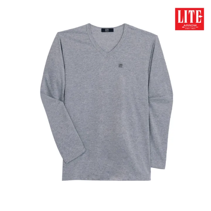 Arrow%20Lite%20V-Neck%20Long-Sleeved%20T-Shirt,%20Thin%20Fabric,%20No%20Side%20Seams%20-%20Gray%20(Pack%20of%201)%20-%20Image%205