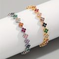 1pc Rainbow Colorful Clover Zircon Bracelet Fashion Charm Gorgeous Charm Exquisite Cute Sweet Shining Crystal Jewelry. 