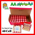 Toshiba Original Genuine Cell / Batteries - AA Pack of 40 Cells - 1.5 V Durable Betteries For Camera, Clock, Toys, ETC. 