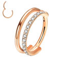 G23 16G Titanium CZ Row Conch Nose Ring Cartilage Hoop Daith Tragus Helix Lobe Earring Hinged Segment Clicker Piercing Jewelry. 