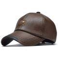 Pu Leather Letter Label Baseball Caps Spring and Autumn Outdoor Adjustable Casual Hats Sunscreen Hat.