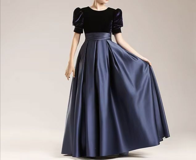 Elegant Velvet Silk Dress For Girls Party Formal Wear