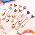 4PCS Stainless Steel Creative Candy Donut Dessert Fork Coffee Spoon Stirring Spoon Cartoon Creative Fork.
