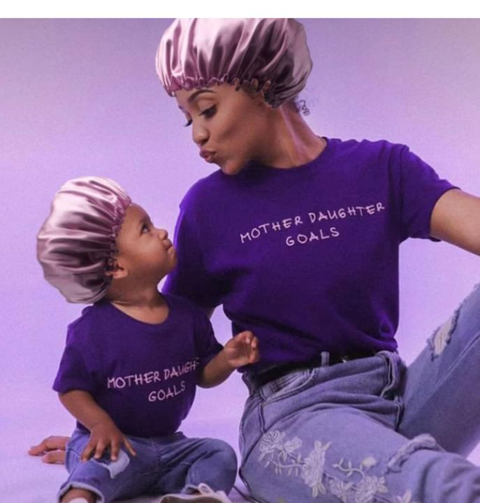 SweetEasy set of 2 parent-child satin sleep bonnet with elastic band for natural curly hair mom and baby check video b4 order