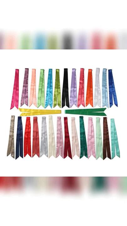 2025 Women Narrow Long Scarf 100x4cm Solid Color Chiffon Silk Scarves  Red Tie Black Bag Ribbon Headbands Choker Streamer