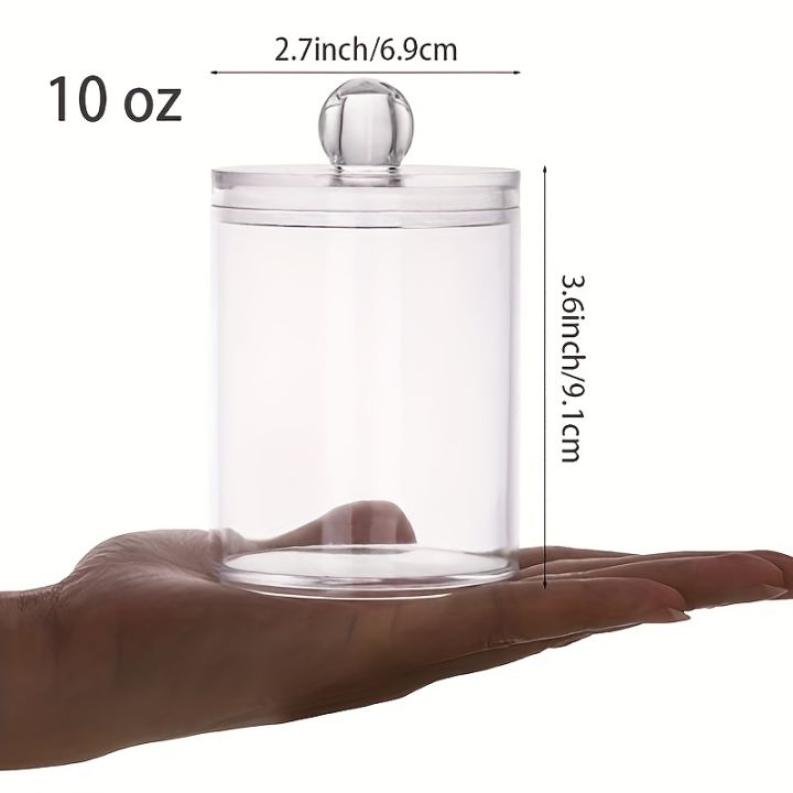 1/2/3%20Pack%20Plastic%20Cotton%20Swab%20Ball%20Pad%20Holder,%2010%20Oz%20Bathroom%20Organizer,%20Qtip%20Apothecary%20Jar%20Clear%20Container%20Dispenser%20-%20Image%206