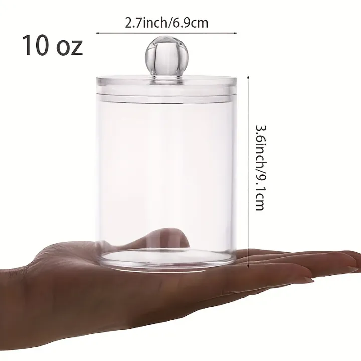 1/2/3%20Pack%20Plastic%20Cotton%20Swab%20Ball%20Pad%20Holder,%2010%20Oz%20Bathroom%20Organizer,%20Qtip%20Apothecary%20Jar%20Clear%20Container%20Dispenser%20-%20Image%206